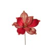 Lot de 24 - Pic artificiel de magnolia velours, D. 20 cm, 29 cm - rouge 