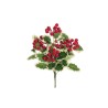 Lot de 12 - Buisson artificiel de houx avec baies X5, 32 cm - panaché rouge 
