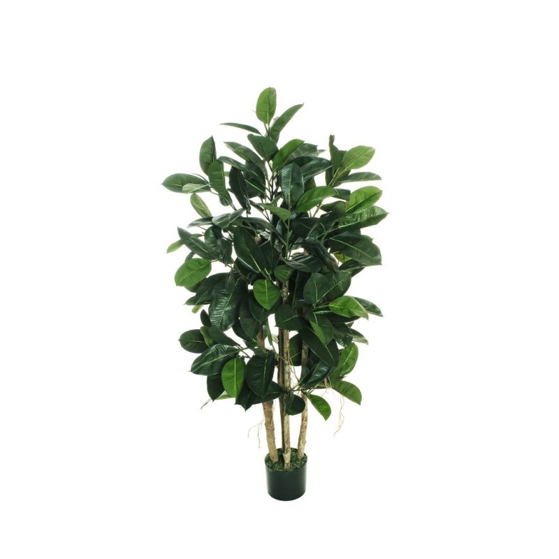 Lot de 2 - Arbre artificiel caoutchouc en pot, 150 cm - vert 