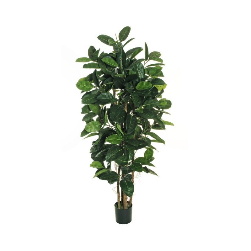Lot de 2 - Arbre artificiel caoutchouc en pot, 180 cm - vert 