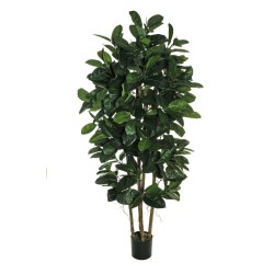 Lot de 2 - Arbre artificiel caoutchouc en pot, 210 cm - vert 