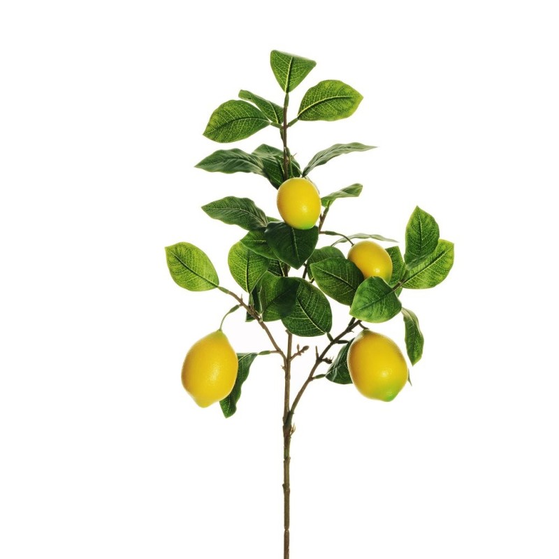 Lot de 12 - Tige artificielle de citrons toucher réel, 86 cm - jaune 