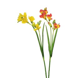 Lot de 24 - Tige artificielle de frésia X2, 59 cm - jaune orange 