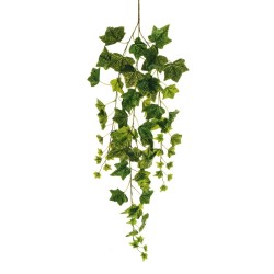 Lot de 12 - Tige suspendue artificielle de lierre toucher réel X3, 105 cm - vert 