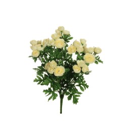 Lot de 24 - Mini buisson artificiel de renoncules X9, 41 cm - crème 