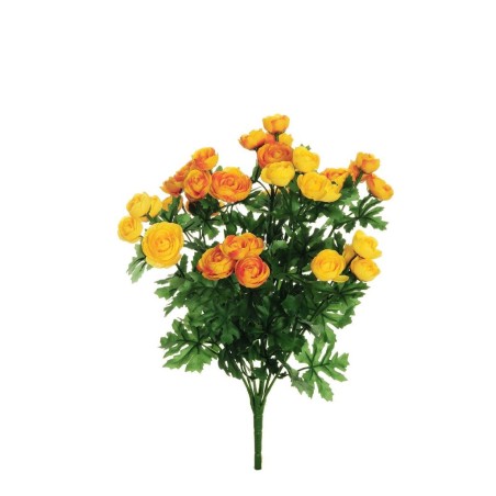 Lot de 24 - Mini buisson artificiel de renoncules X9, 41 cm - jaune orange 