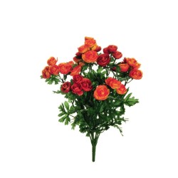 Lot de 24 - Mini buisson artificiel de renoncules X9, 41 cm - orange 