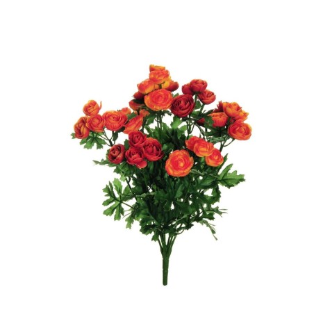 Lot de 24 - Mini buisson artificiel de renoncules X9, 41 cm - orange 