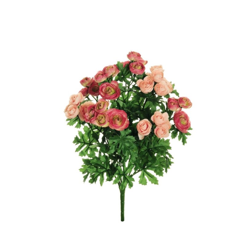 Lot de 24 - Mini buisson artificiel de renoncules X9, 41 cm - rose mauve 