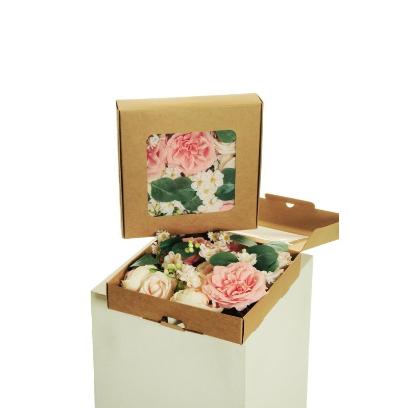 Lot de 12 - Jardinière artificielle de fleurs assorties X21, 25 x 25 cm - rose crème 