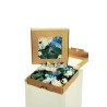 Lot de 12 - Jardinière artificielle de fleurs assorties X23, 25 x 25 cm - bleu crème 