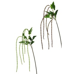 Lot de 12 - Tige suspendue artificielle de haricots en caoutchouc X5, 136 cm - vert bordeaux 