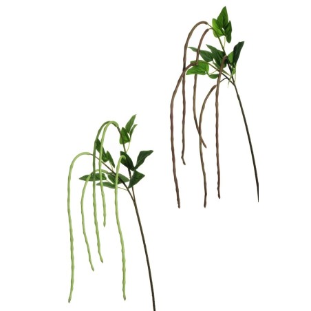 Lot de 12 - Tige suspendue artificielle de haricots en caoutchouc X5, 136 cm - vert bordeaux 