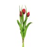 Lot de 12 - Bouquet artificiel de tulipes en caoutchouc toucher réel X3, 40 cm - rouge 