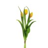 Lot de 12 - Bouquet artificiel de tulipes en caoutchouc toucher réel X3, 40 cm - jaune orange 