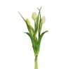 Lot de 12 - Bouquet artificiel de tulipes en caoutchouc toucher réel X3, 40 cm - blanc crème 