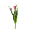 Lot de 12 - Bouquet artificiel de tulipes en caoutchouc toucher réel X3, 40 cm - lilas 