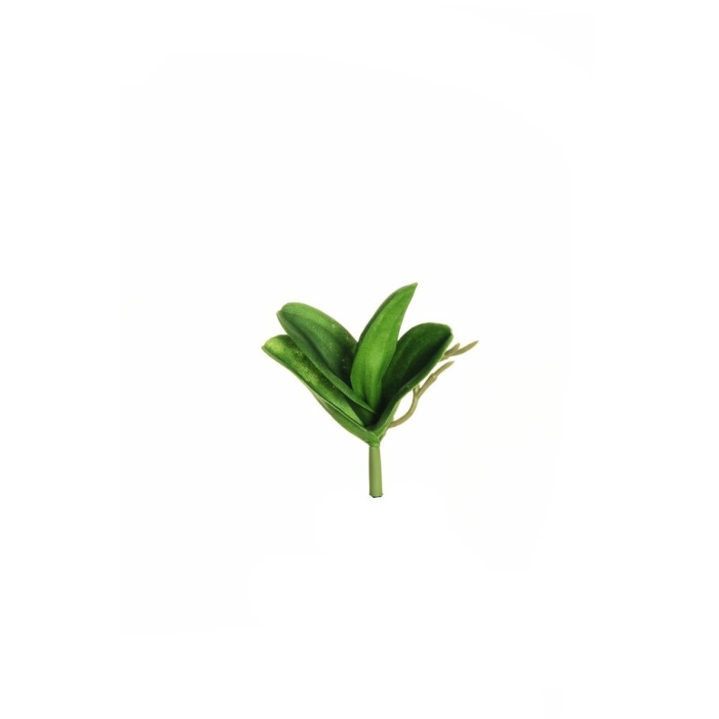 Lot de 60 - Feuilles artificielles d'orchidée phalaenopsis PU avec racines X4, 14,5 cm - vert 