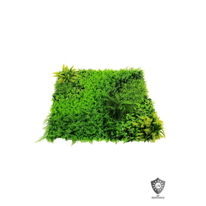 Lot de 5 - Tapis artificiel de peperomia et fougère anti-UV, 100 x 100 cm - vert 