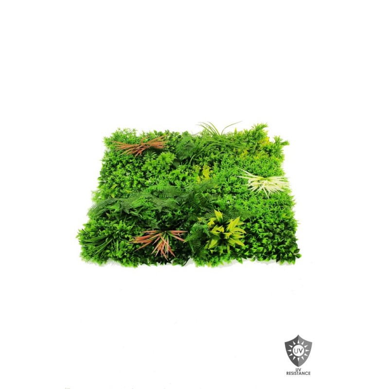 Lot de 5 - Tapis artificiel de fougère et mini érable anti-UV, 100 x 100 cm - mix 