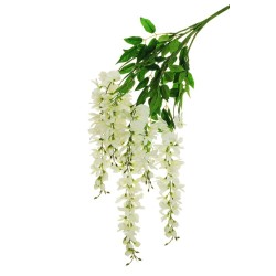 Lot de 8 - Buisson suspendu artificiel de glycine X7, 79 cm - blanc 
