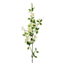 Lot de 12 - Longue tige artificielle de fleurs de pommier toucher réel X2, 126 cm - blanc 