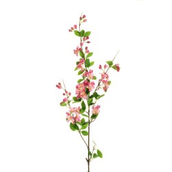 Lot de 12 - Longue tige artificielle de fleurs de pommier toucher réel X2, 126 cm - fuchsia 