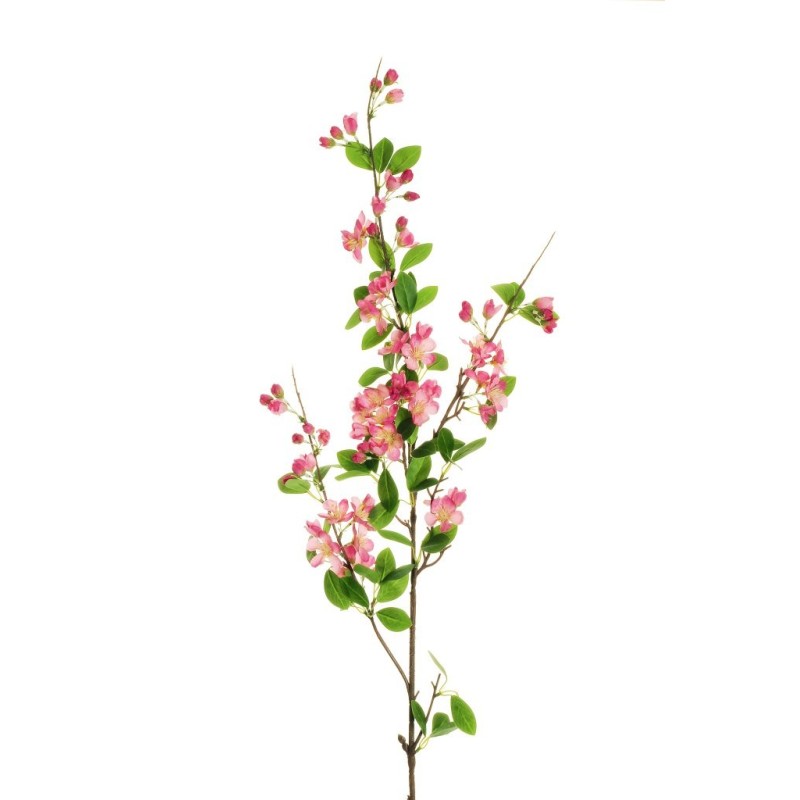 Lot de 12 - Longue tige artificielle de fleurs de pommier toucher réel X2, 126 cm - fuchsia 