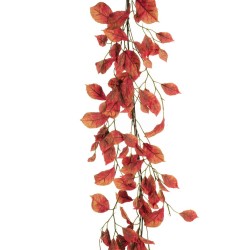 Lot de 12 - Guirlande artificielle de hêtre, 180 cm - rouge orangé 