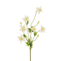 Lot de 24 - Tige artificielle d'aquilegia floquée X9, 88 cm - blanc 
