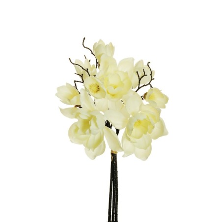 Lot de 12 - Bouquet artificiel de magnolia X3, 48 cm - crème blanc 