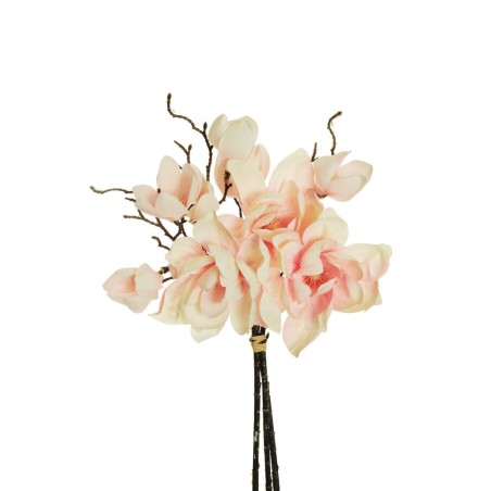 Lot de 12 - Bouquet artificiel de magnolia X3, 48 cm - blanc rose 