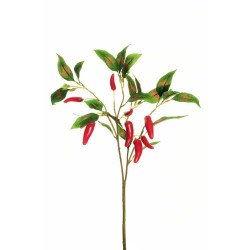 Lot de 12 - Tige artificielle de piments X2, 68 cm - rouge 
