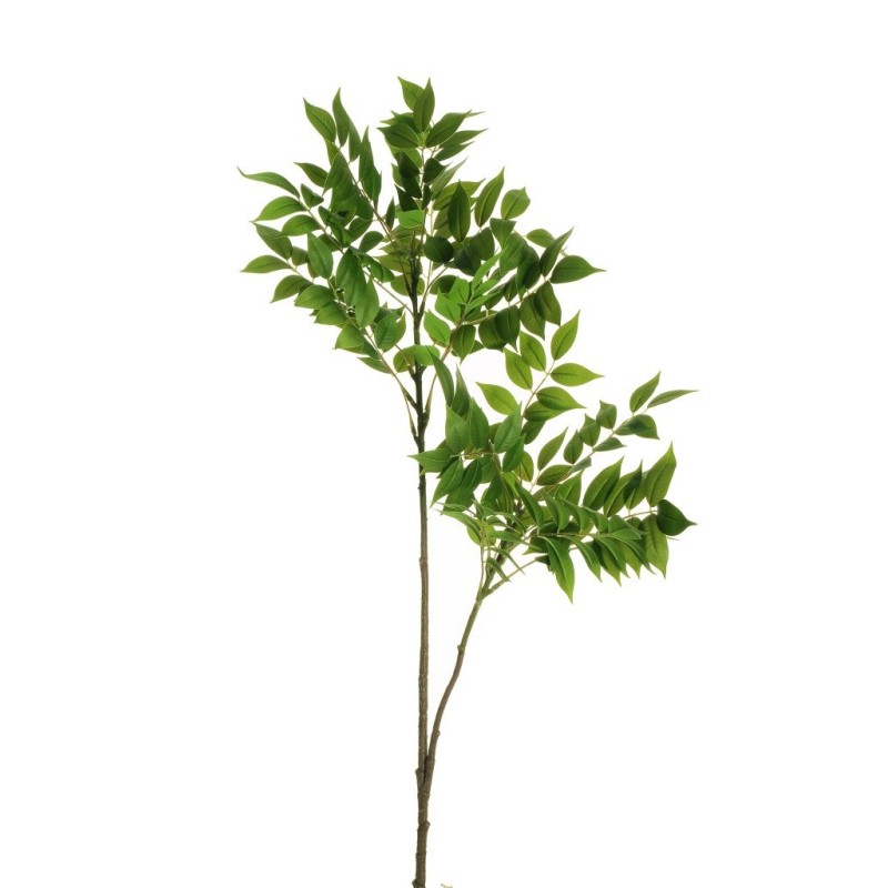 Lot de 8 - Branche artificielle de nandina toucher réel X2, 110 cm - vert 