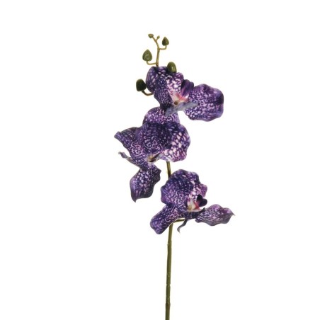Lot de 10 - Tige artificielle d'orchidée vanda toucher réel, 75 cm - violet crème 
