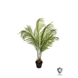 Lot de 4 - Palmier areca artificiel anti-UV en pot, 100 cm - vert 