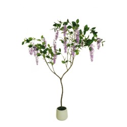 Plante artificielle petrea volubilis suspendue en pot, 195 cm - violet vert 