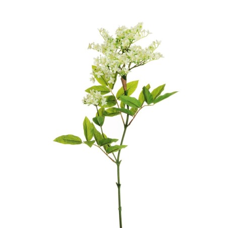 Lot de 6 - Branche artificielle de sureau toucher réel X2, 85 cm - blanc 