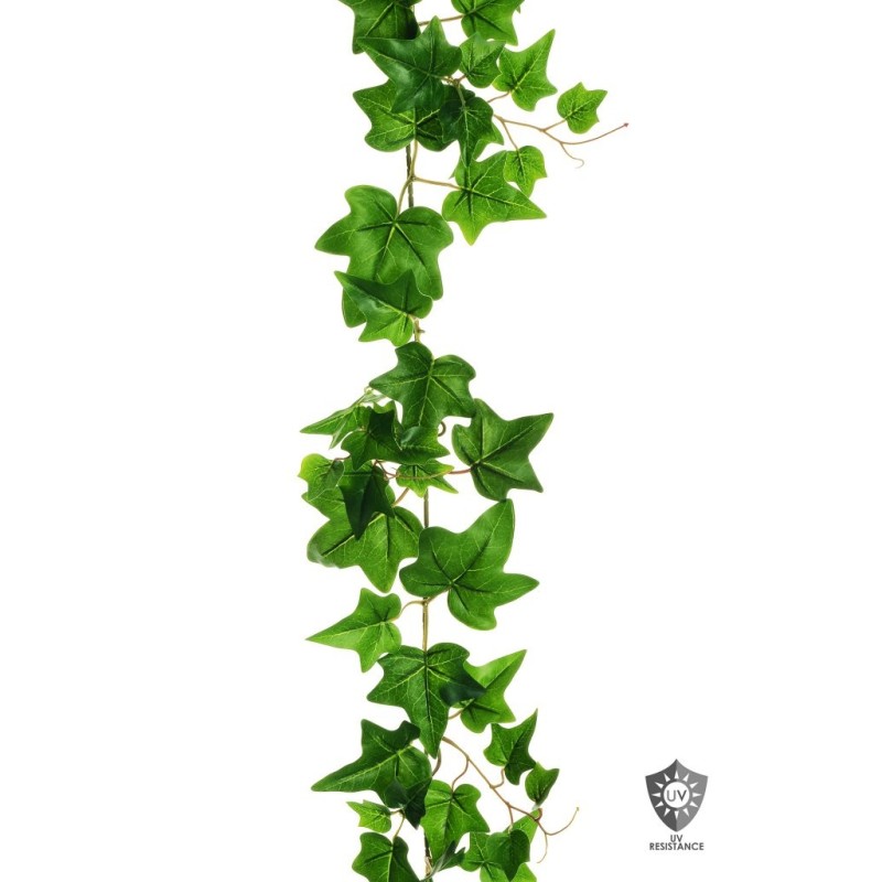 Lot de 6 - Guirlande artificielle de lierre toucher réel impression 3D anti-UV, 150 cm - vert 