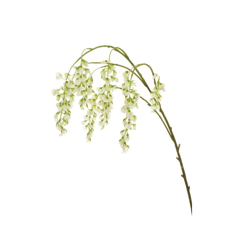 Lot de 12 - Branche suspendue artificielle de glycine, 155 cm - blanc 