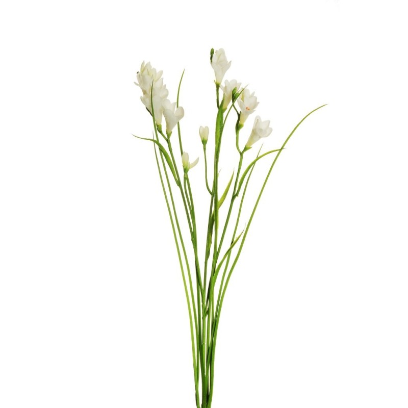 Lot de 24 - Tige artificielle de frésia X3, 63 cm - blanc 