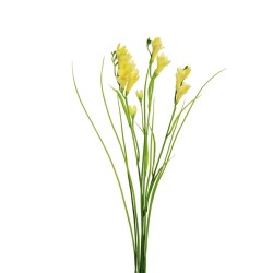 Lot de 24 - Tige artificielle de frésia X3, 63 cm - jaune clair 