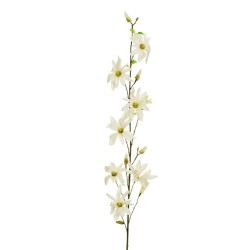 Lot de 8 - Branche artificielle de magnolia étoilé floqué, 148 cm - blanc 