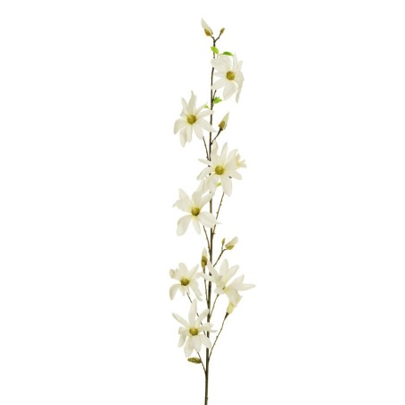 Lot de 8 - Branche artificielle de magnolia étoilé floqué, 148 cm - blanc 