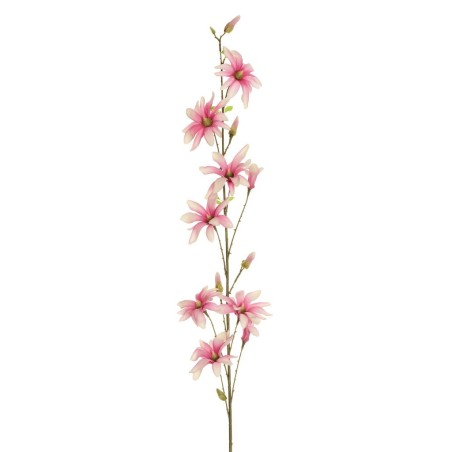 Lot de 8 - Branche artificielle de magnolia étoilé floqué, 148 cm - fuchsia crème 