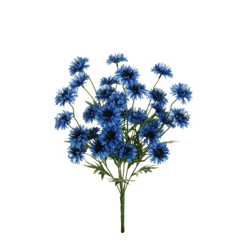 Lot de 12 - Buisson artificiel de bleuets X7, 48 cm - bleu 