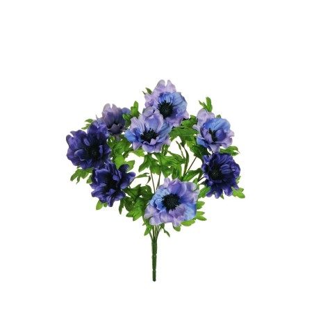 Lot de 12 - Buisson artificiel d'anémones X9, 46 cm - lilas bleu 