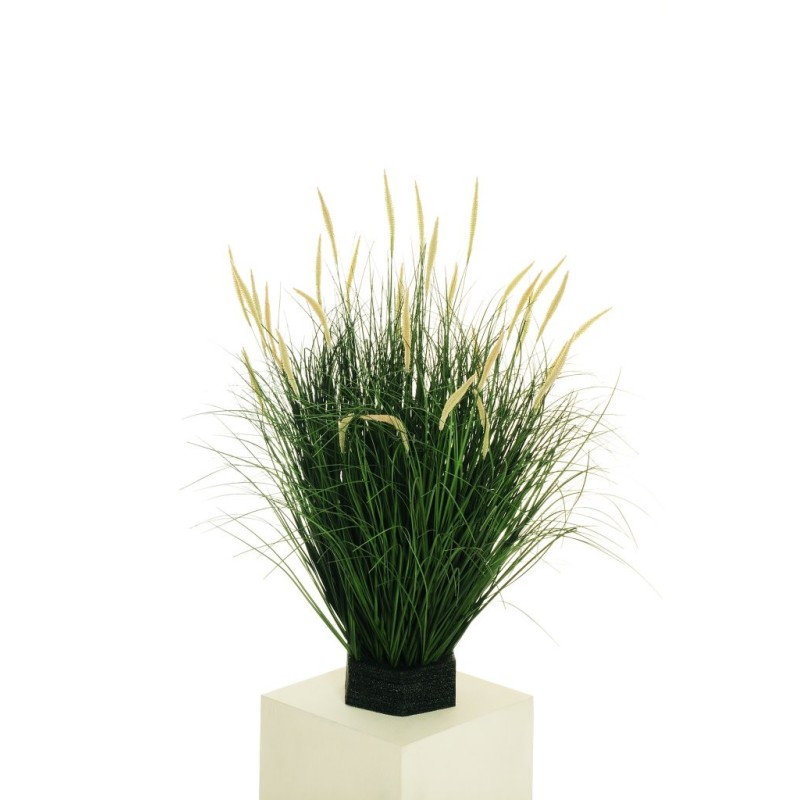 Lot de 4 - Plante artificielle d'herbe avec mini fleurs de setaria, 80 cm - crème rose clair 