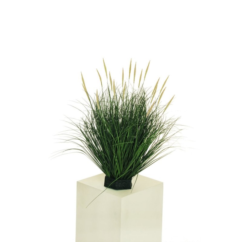 Lot de 6 - Plante artificielle d'herbe avec mini fleurs de setaria, 60 cm - crème rose clair 