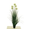 Lot de 4 - Plante artificielle d'herbe en pot avec fleurs d'agapanthe X5, 120 cm - blanc 